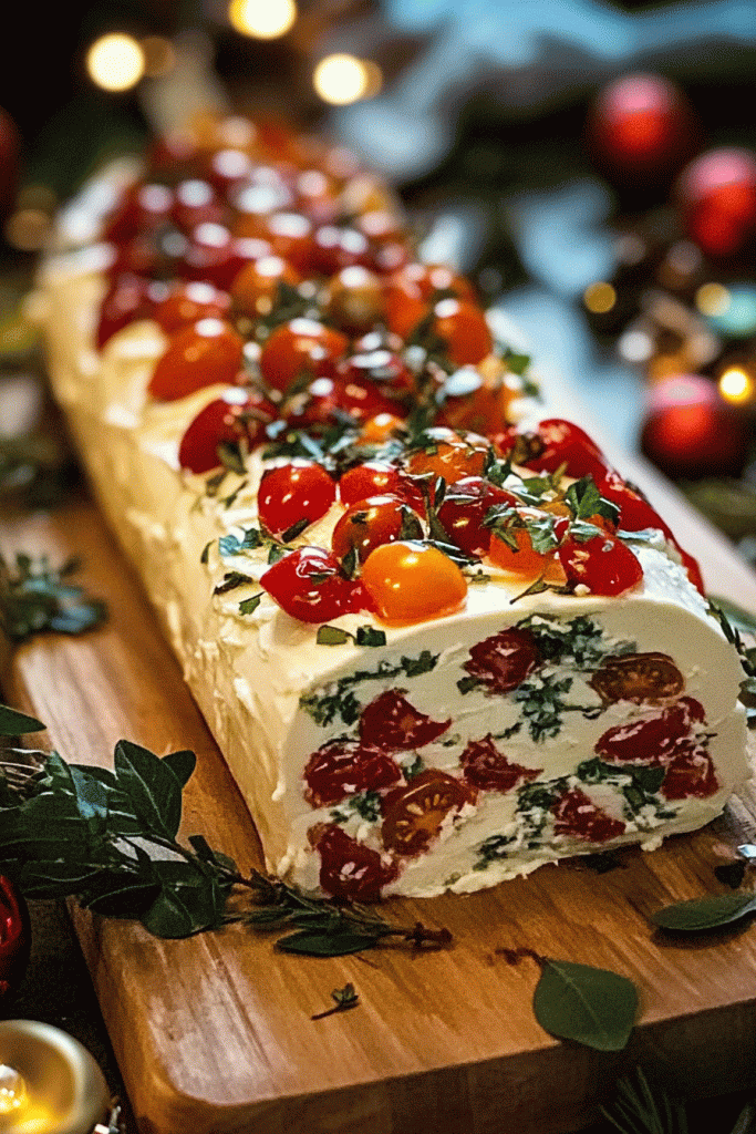 Holiday Antipasto Cream Cheese Log
