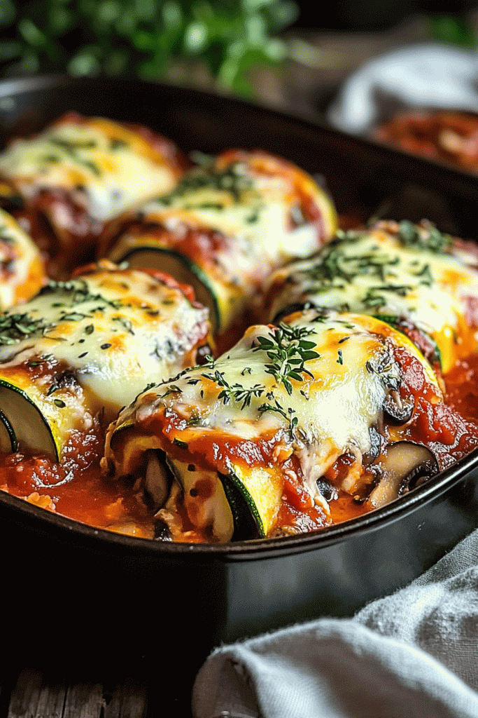 Mushroom Zucchini Lasagna Rolls