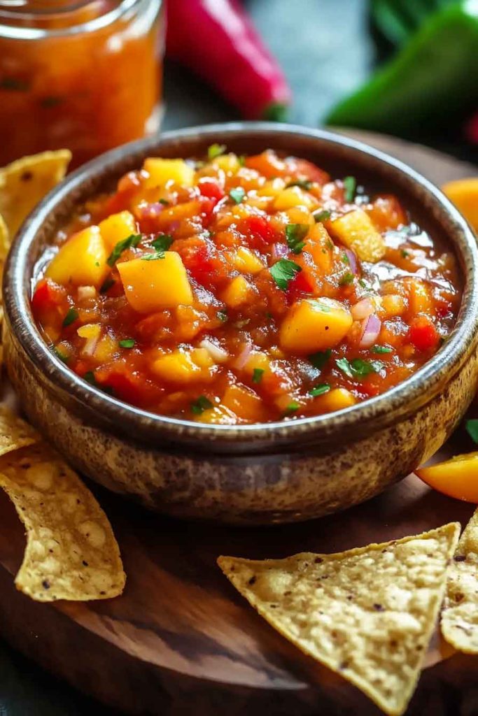 Ingredients for Canned Peach Salsa Sweet Smoky
