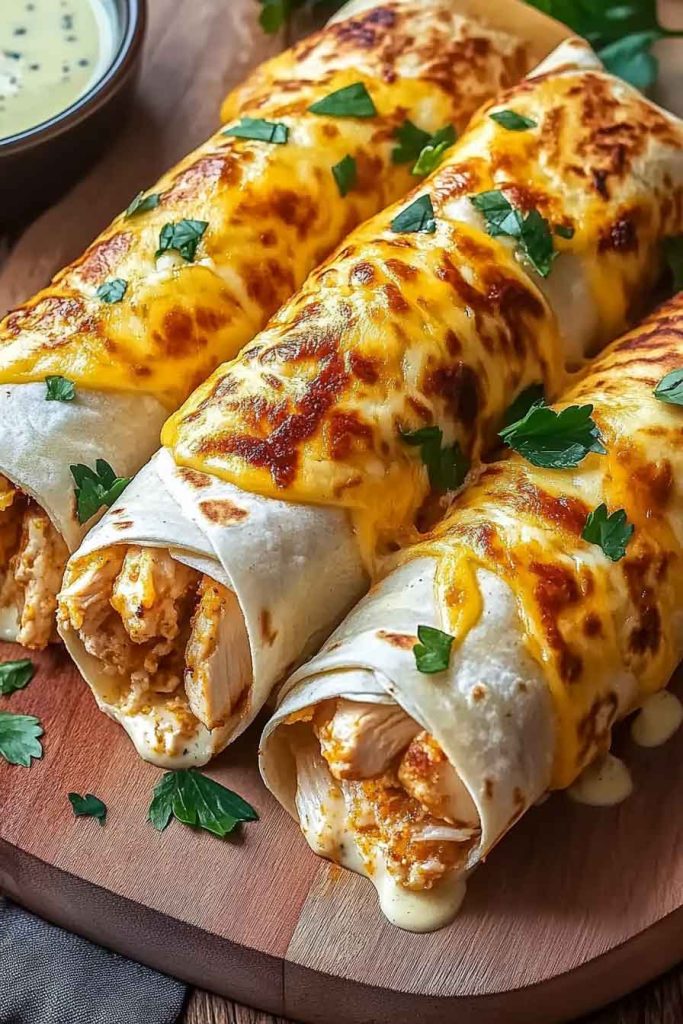 Delicious Cheesy Garlic Chicken Wraps