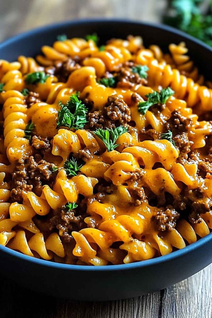 Ingredients for Easy Cheesy Sloppy Cheeseburger Pasta