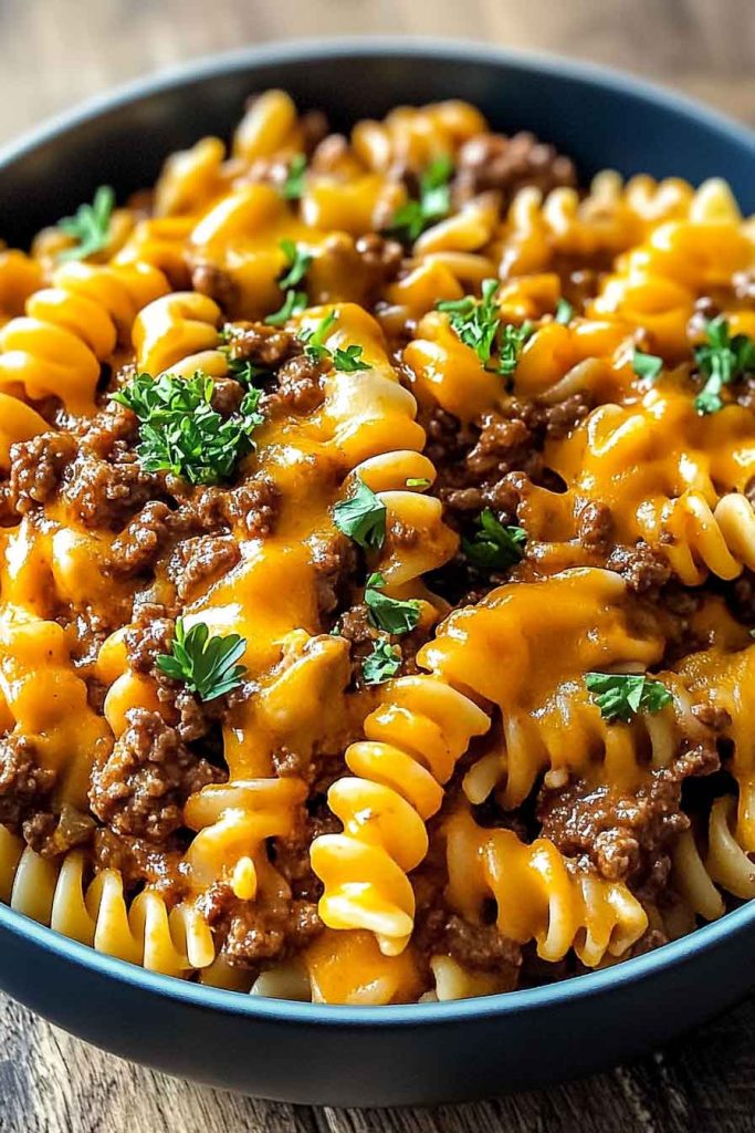How to Make Easy Cheesy Sloppy Cheeseburger Pasta