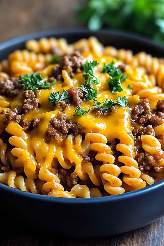 Easy Cheesy Sloppy Cheeseburger Pasta