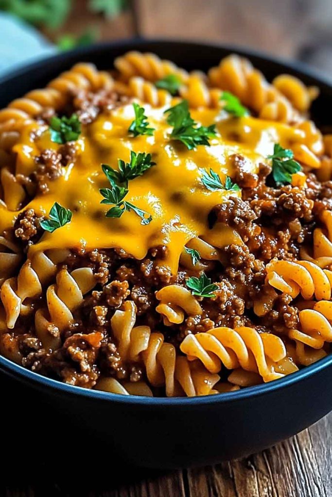 Easy Cheesy Sloppy Cheeseburger Pasta