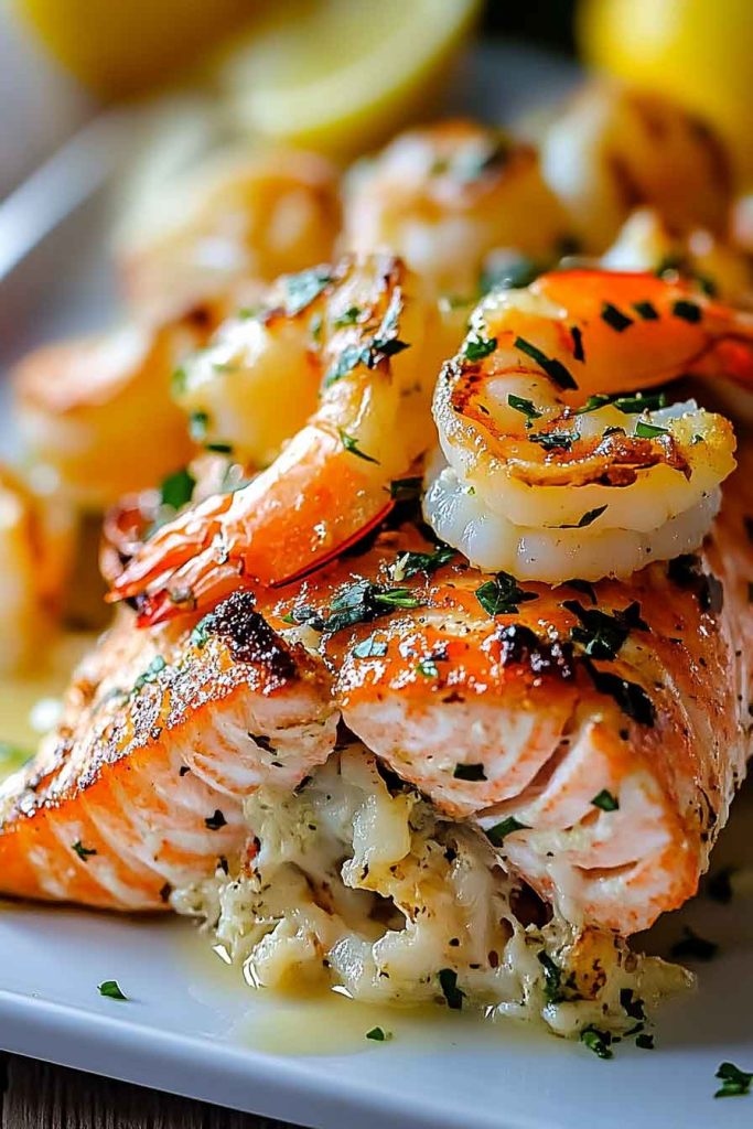 Easy Crab Shrimp Stuffed Salmon