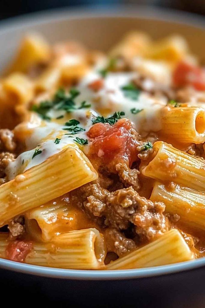 Easy Creamy Rotel Pasta Beef