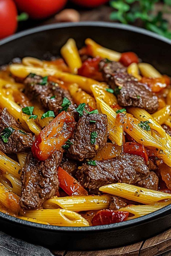One Pot Zesty Steak Pasta