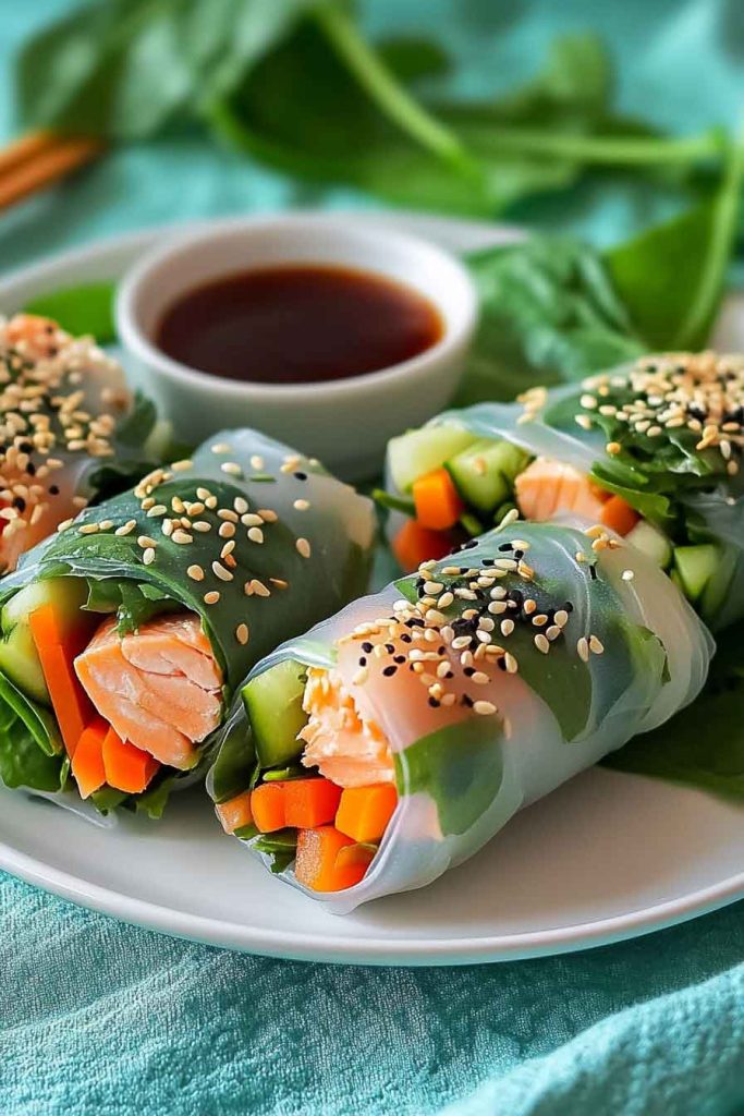 How to Make Spinach And Salmon Salad Roll