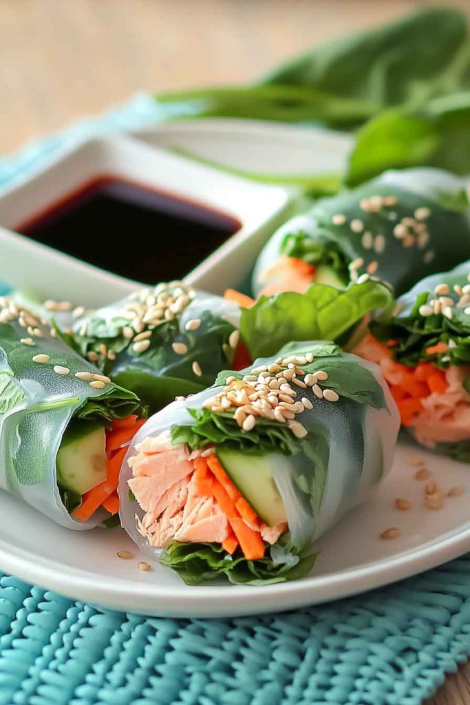 How to Serve Spinach And Salmon Salad Rolls