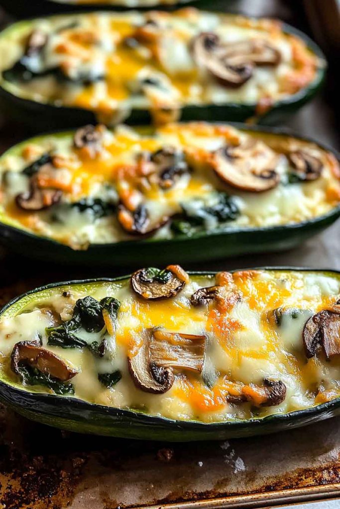 How to Make Spinach Mushroom Ricotta Stuffed Zucchini Boats