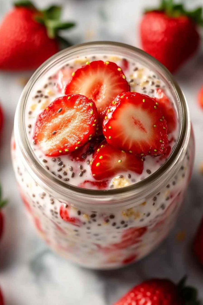 Strawberries And Cream Overnight Oats