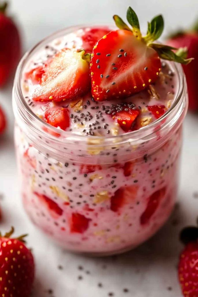 Ingredients for Strawberries and Cream Overnight Oats
