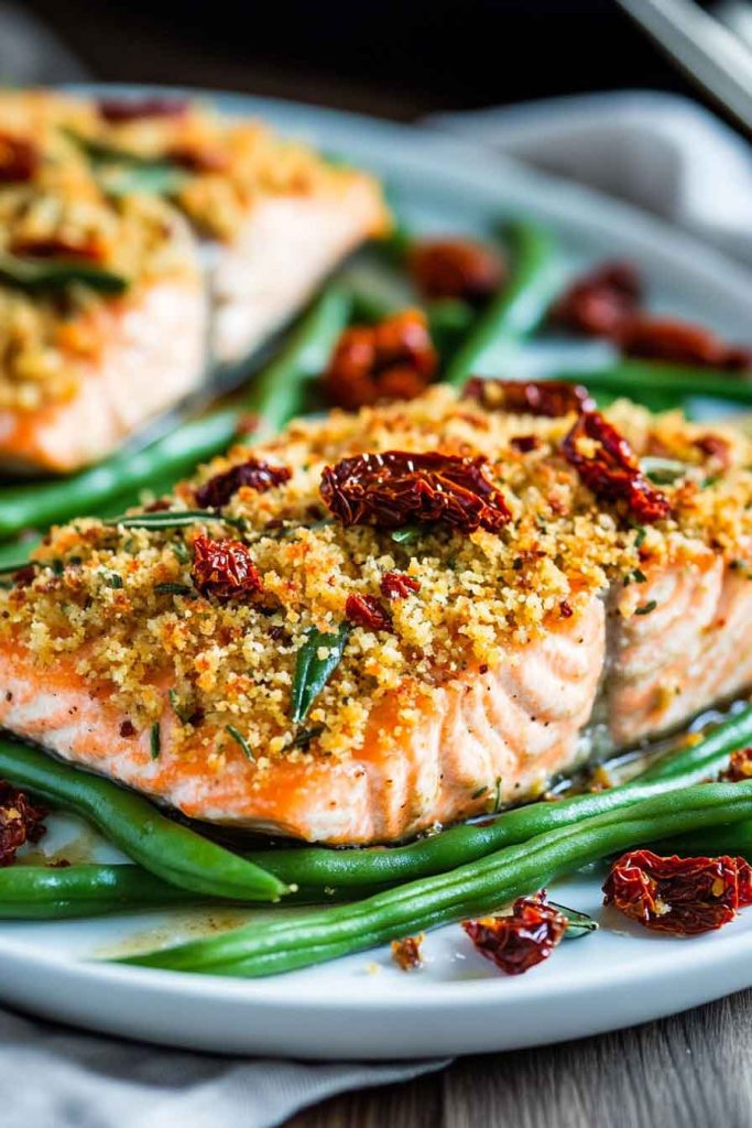 Sun Dried Tomato Parmesan Crusted Salmon