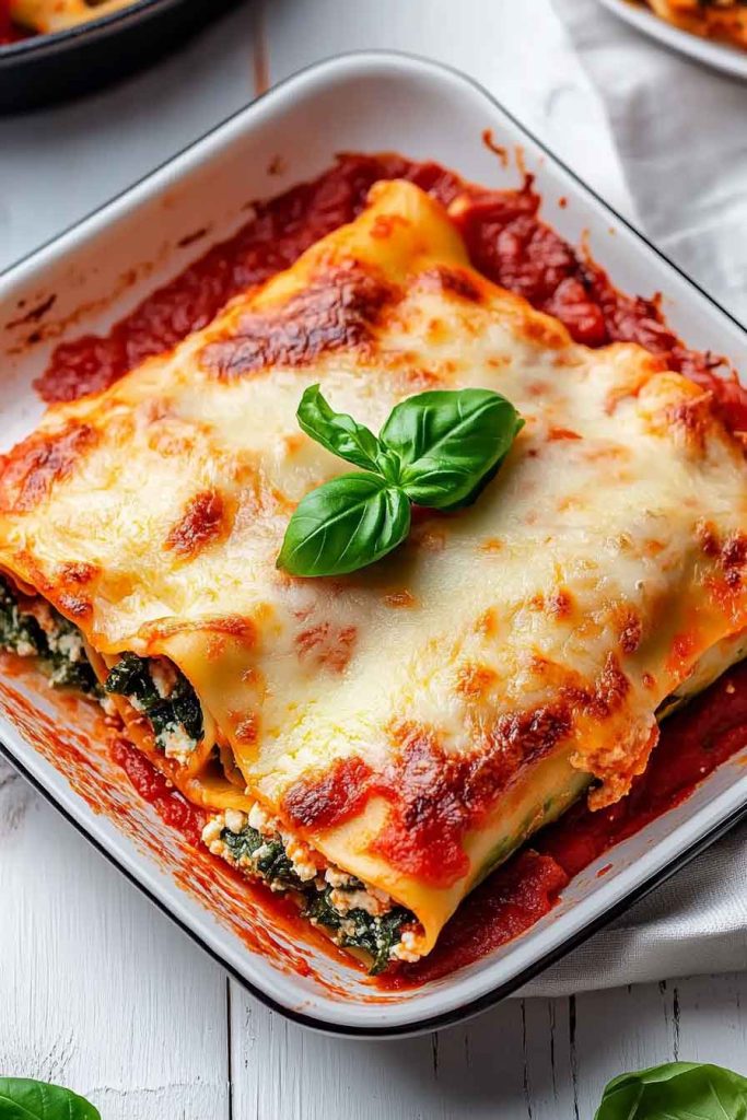 Baked Ricotta And Spinach Cannelloni