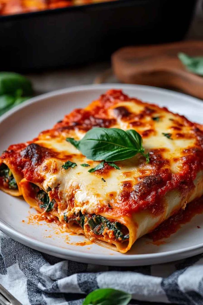 Baked Ricotta And Spinach Cannelloni