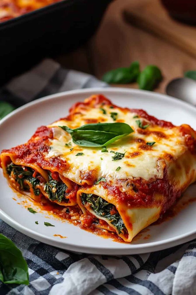 Baked Ricotta And Spinach Cannelloni