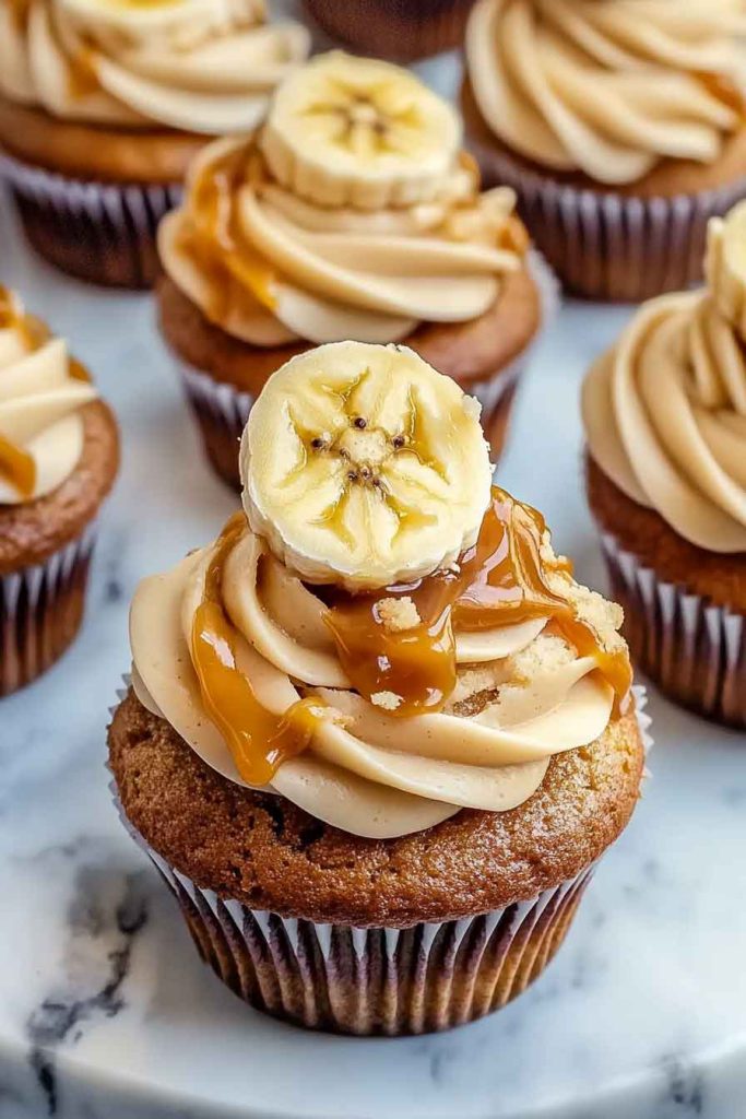 How to Make Banana Caramel Peanut Butter Cupcakes