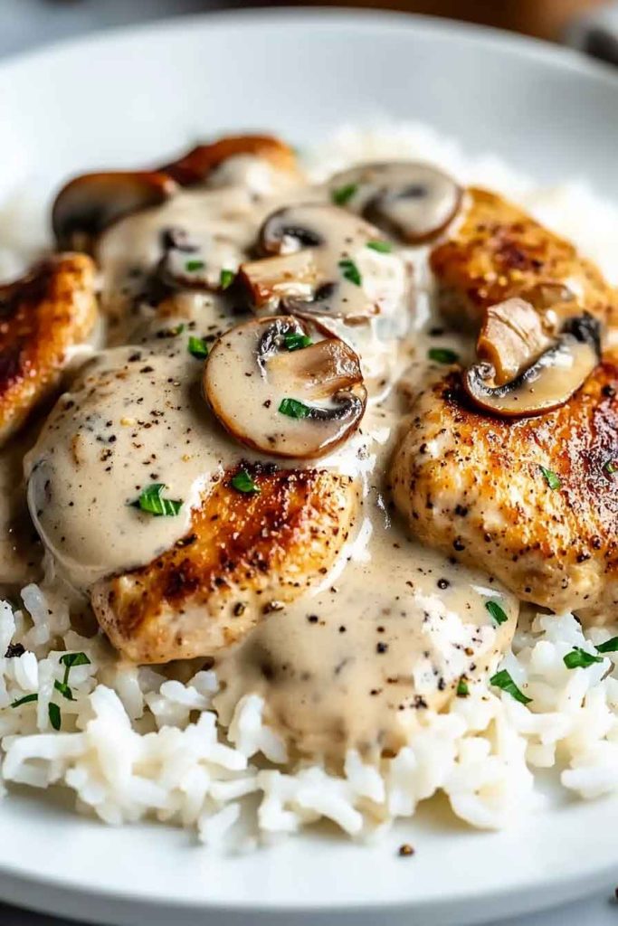 Creamy Chicken Mushroom With Rice