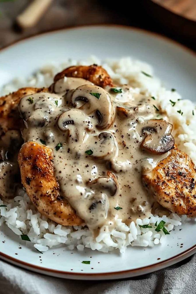 Creamy Chicken Mushroom With Rice