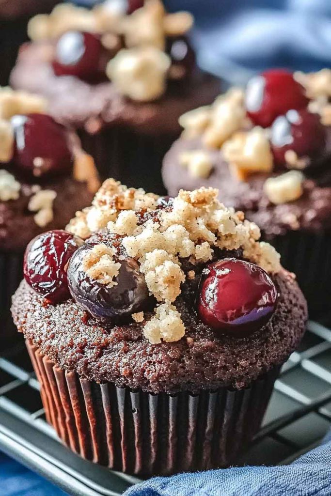 Double Chocolate Cherry Crumble Muffins