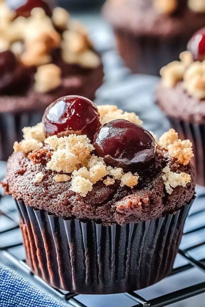 How to Make Double Chocolate Cherry Crumble Muffins