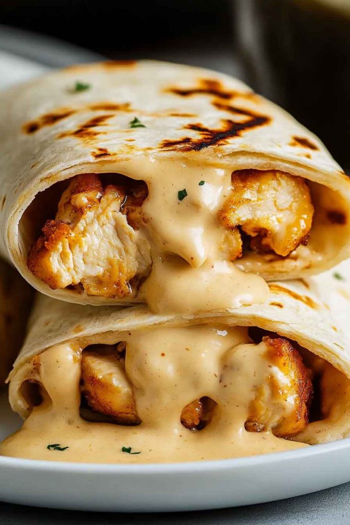 Easy Cheesy Garlic Chicken Wraps