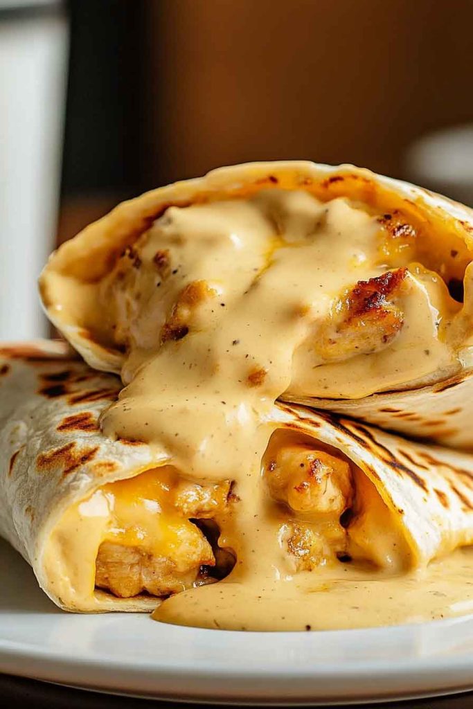 Easy Cheesy Garlic Chicken Wraps