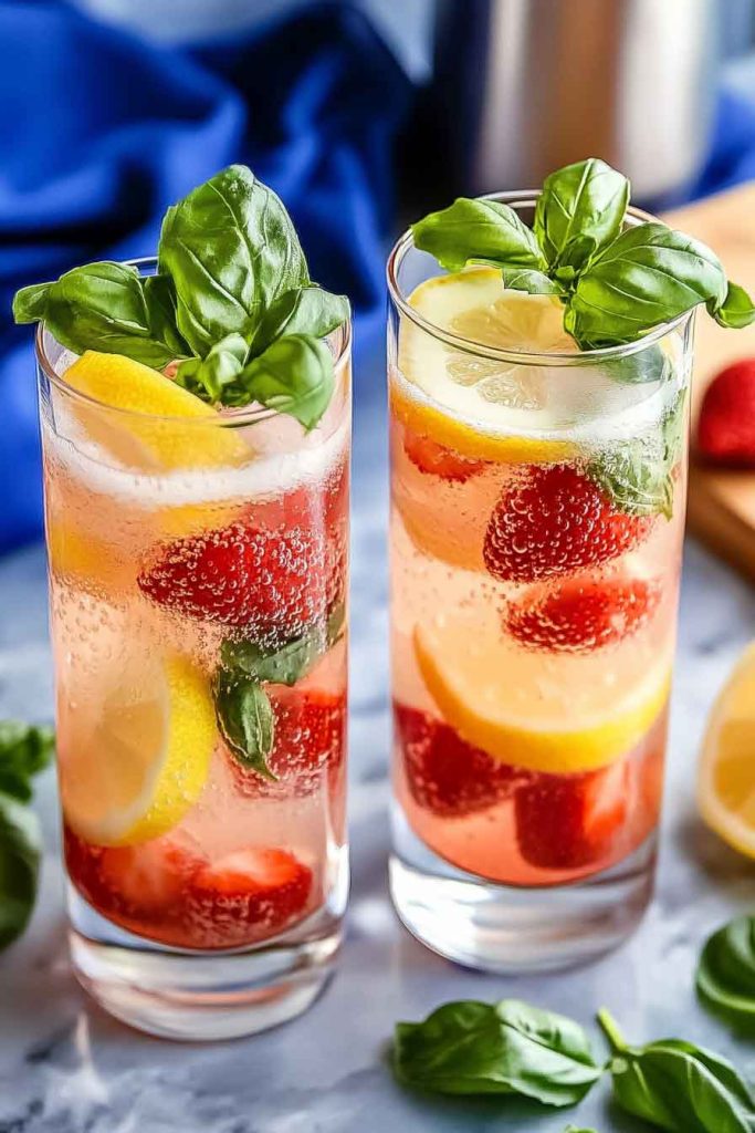 Ingredients for Strawberry Basil Sparkling Water