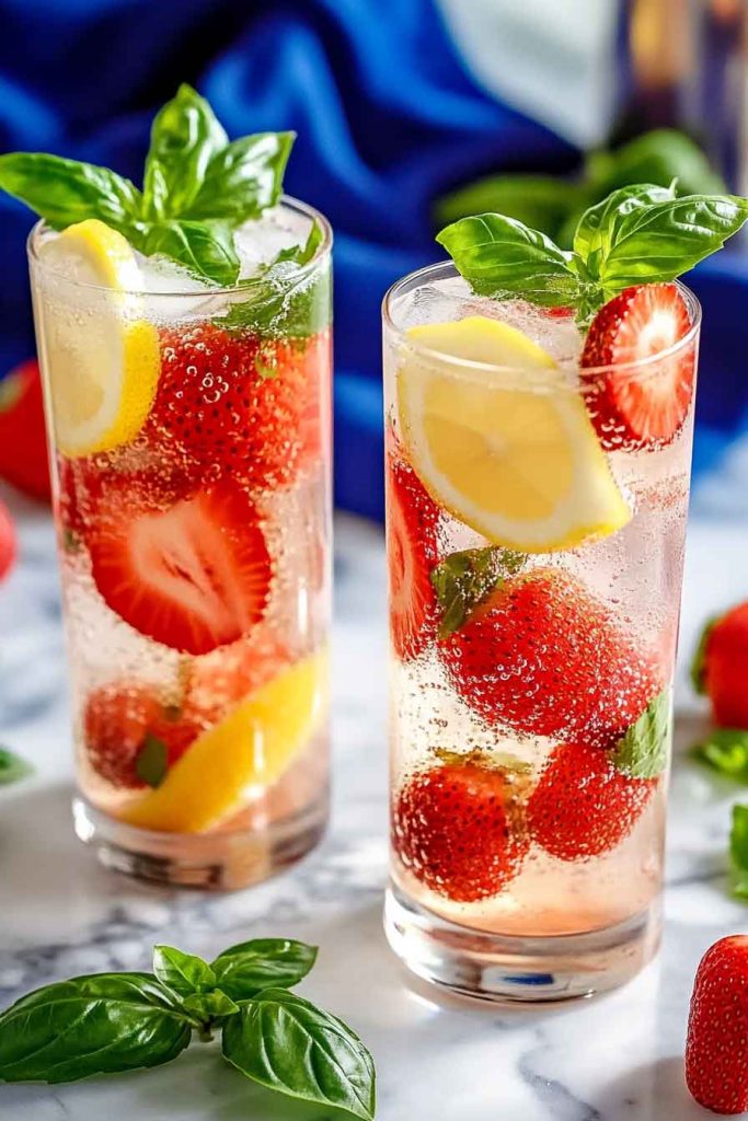 Easy Strawberry Basil Sparkling Water