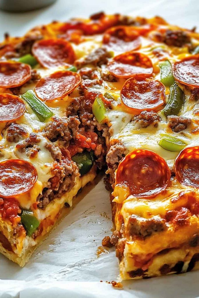 How to Make Hamburger Sausage And Pepperoni Pie
