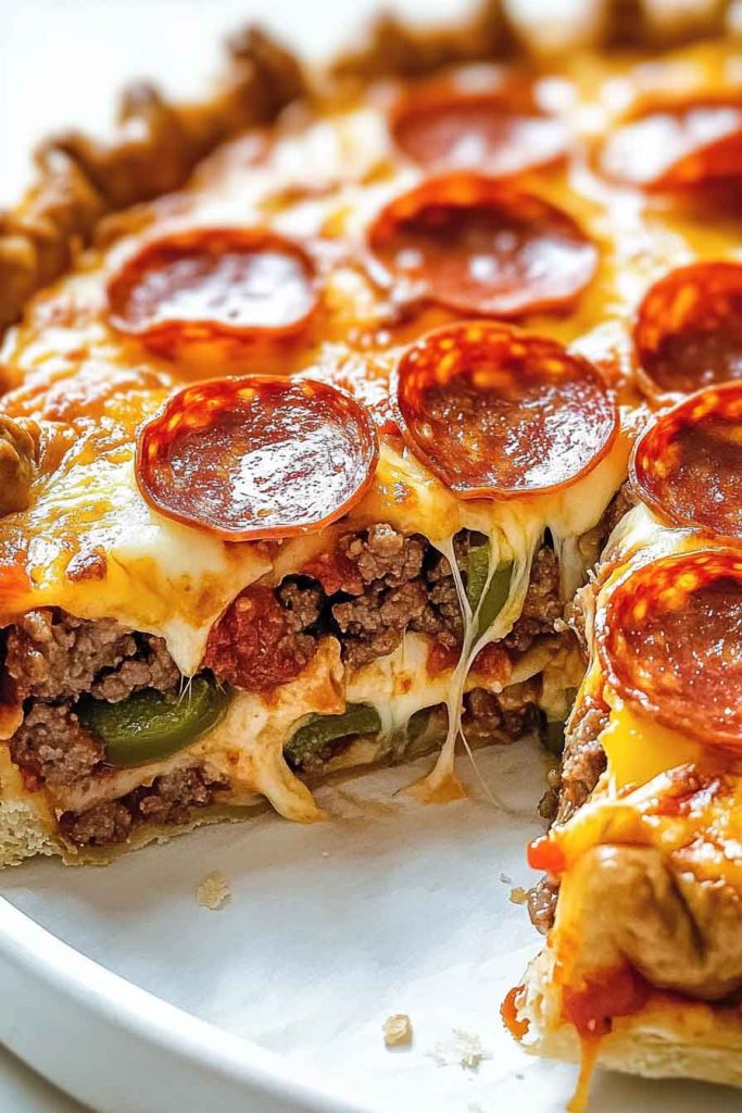 Ingredients for Hamburger Sausage And Pepperoni Pie