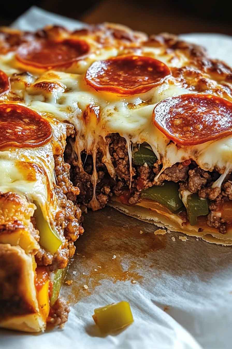 Hamburger Sausage And Pepperoni Pie