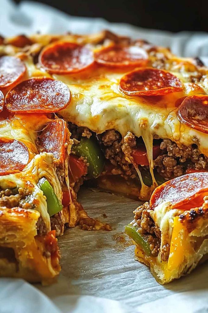 Hamburger Sausage And Pepperoni Pie
