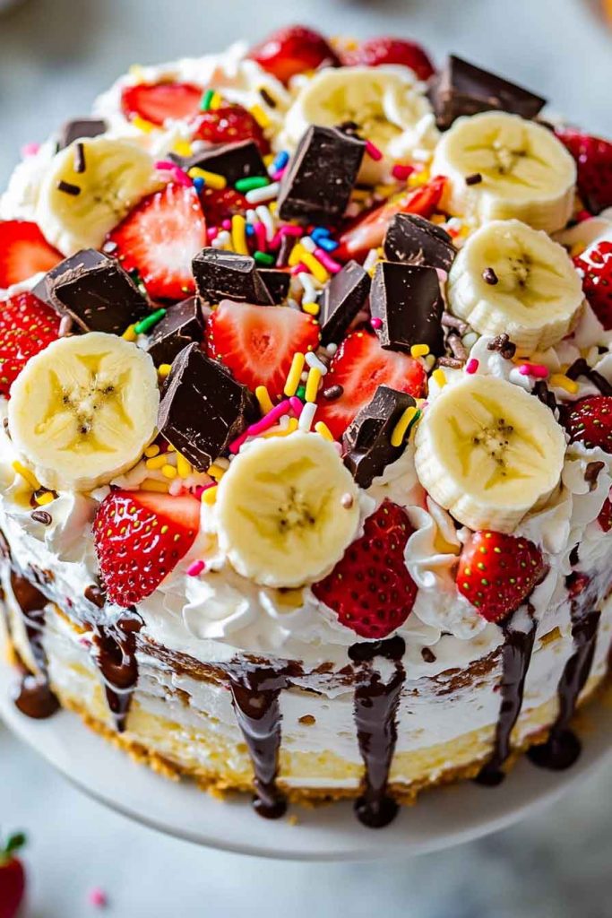 Ingredients for Heavenly No Bake Banana Split