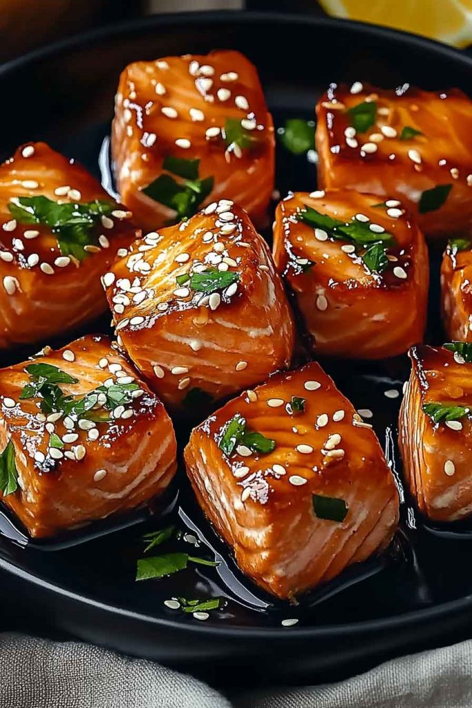 Honey Butter Garlic Salmon Bites