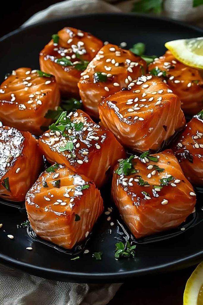 Honey Butter Garlic Salmon Bites