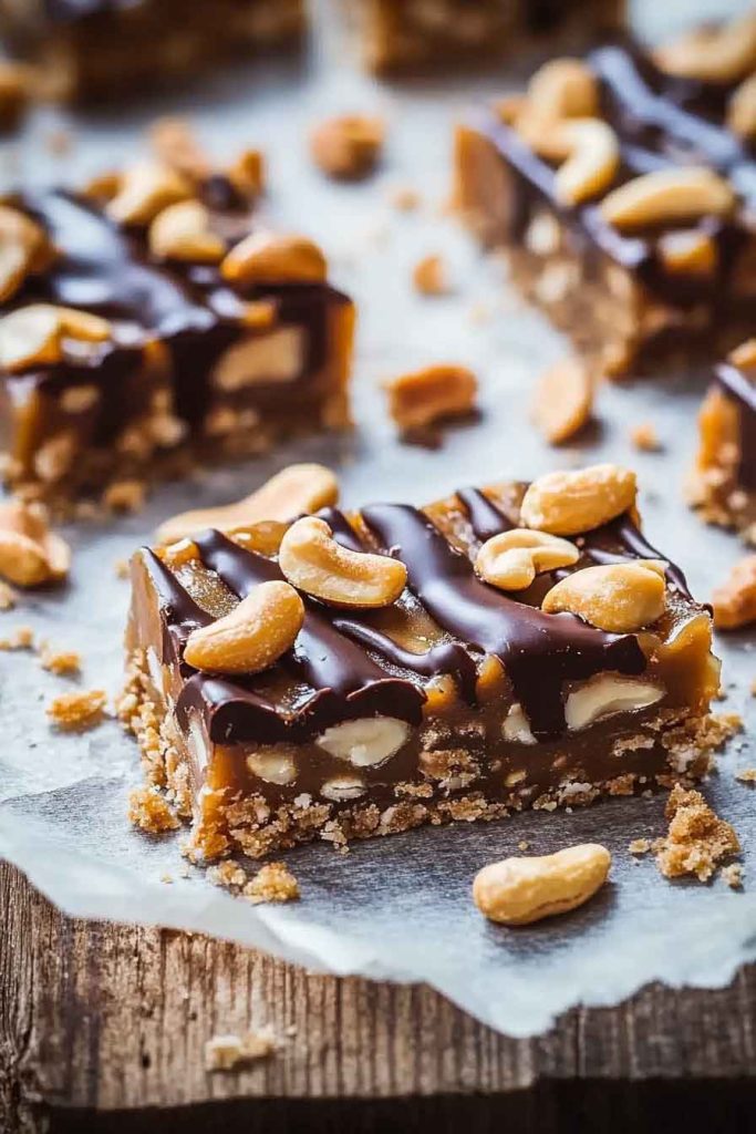 No Bake Caramel Cashew Bar