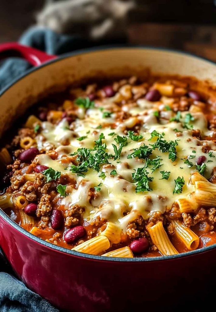 One Pot Chili Mac Cheese