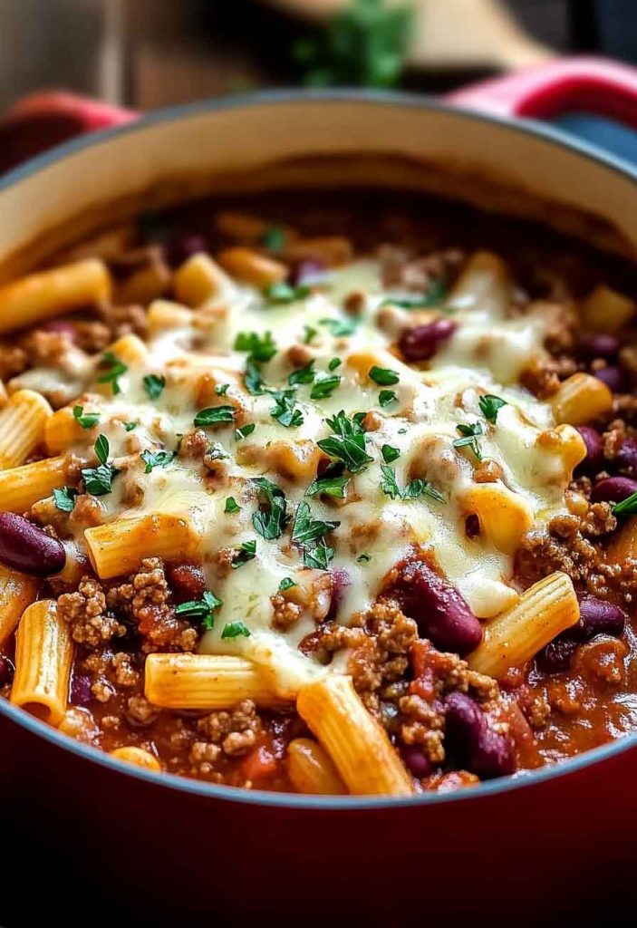 One Pot Chili Mac Cheese
