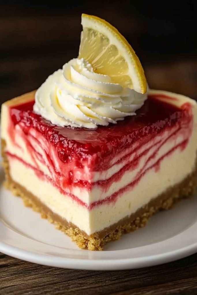 Raspberry Lemon White Chocolate Cheesecake
