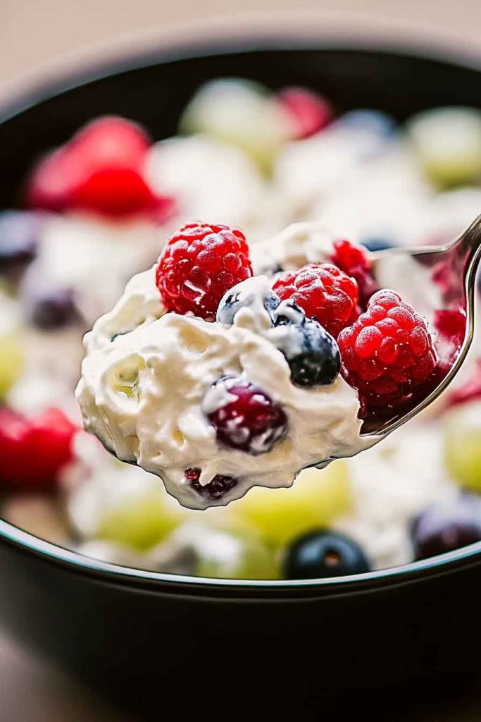 How to Make Red White Blue Cheesecake Salad 