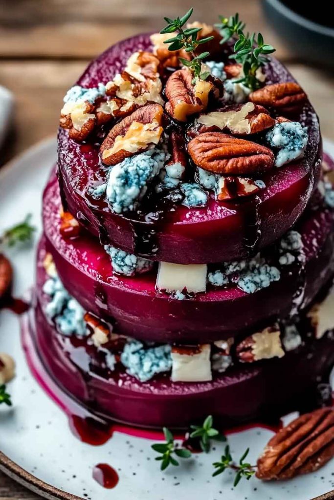 Roasted Beet Blue Cheese Towers