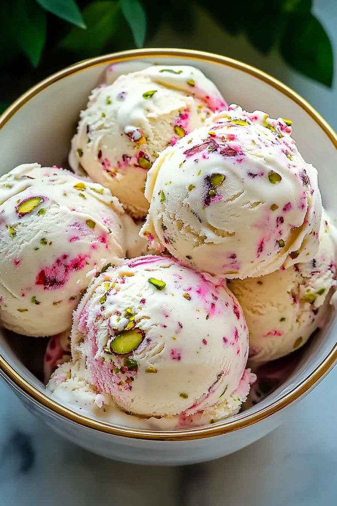 How to Make Rose Pistachio Cheesecake Ice Cream