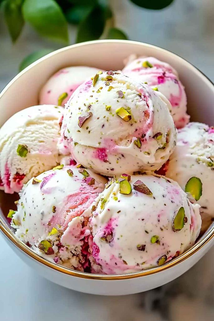 Ingredients for Rose Pistachio Cheesecake Ice Cream