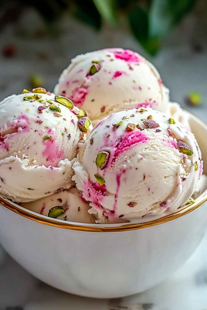 Rose Pistachio Cheesecake Ice Cream
