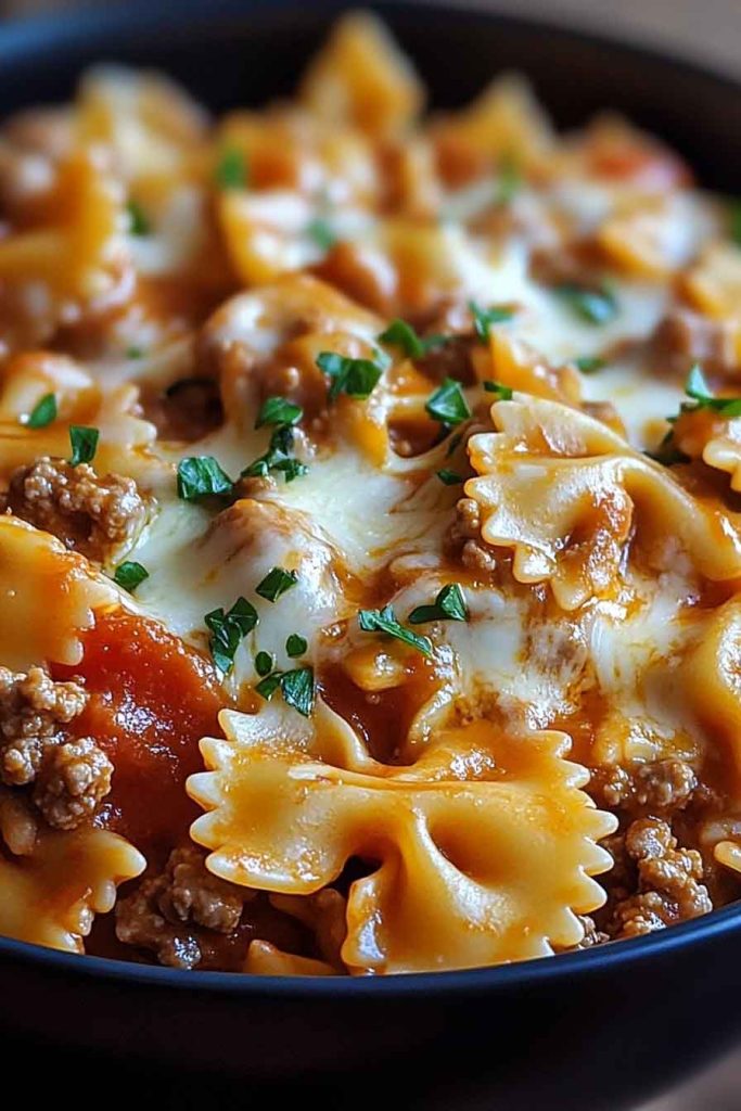 Ingredients for Cheesy Bowtie Pasta Beef