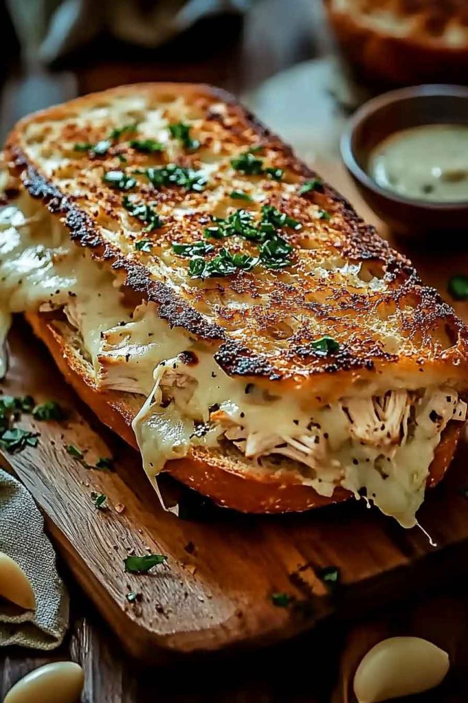 Cheesy Chicken Garlic Bread Sandwich