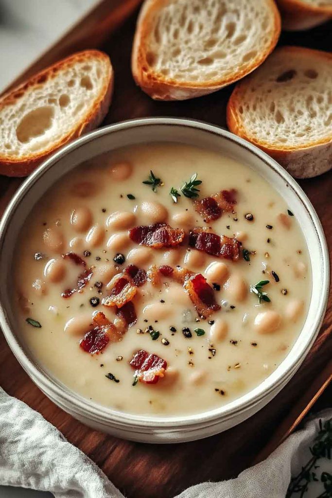 Creamy Bacon White Bean Soup