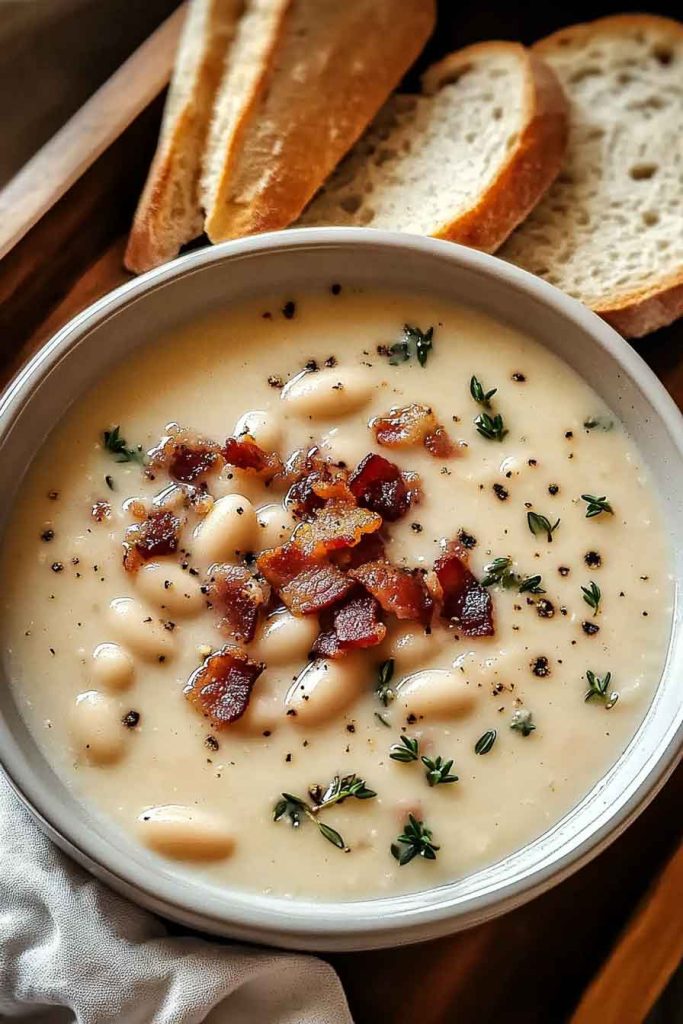 Creamy Bacon White Bean Soup