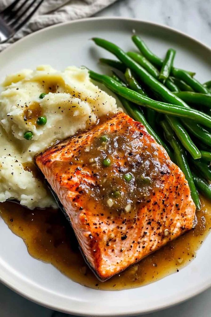 Glazed Salmon Garlic Mashed Potatoes